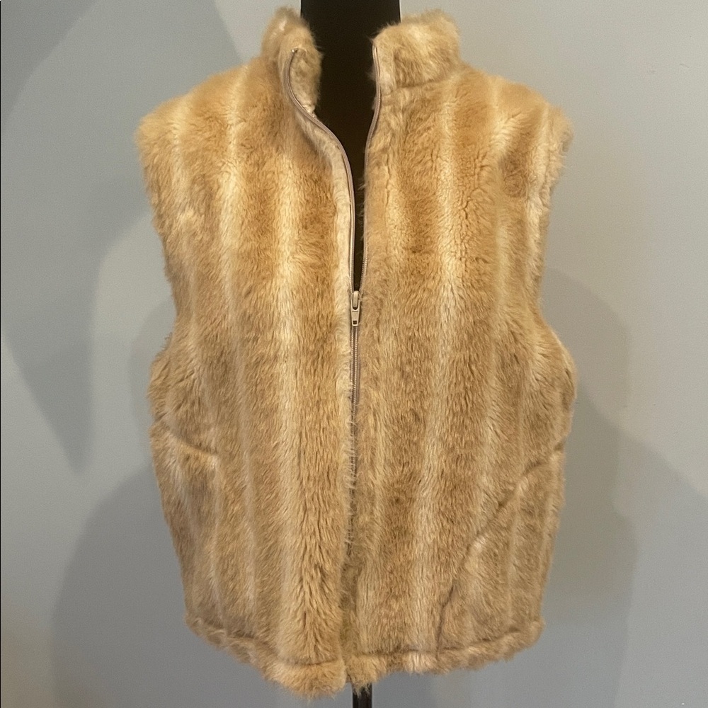 Faux Fur Tan Vest vintage item size medium blonde color